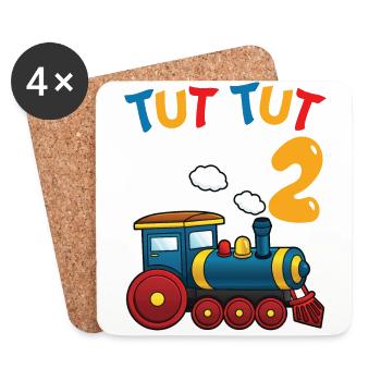 2. Geburtstag, 2 Jahre Züge! Kids, Boy Junge Zug - Untersetzer (4er-Set) - Weiß - Vorne