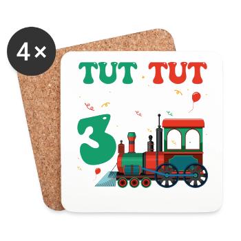 3rd birthday, 3 years trains Lok Kids, boy boy - Coasters (set of 4) - white - Front