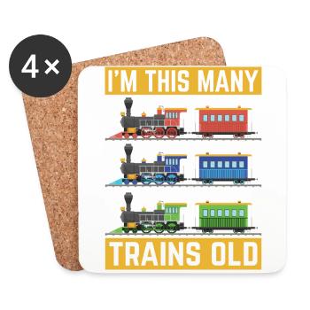 3rd birthday, 3 years trains Lok Kids, boy boy - Coasters (set of 4) - white - Front