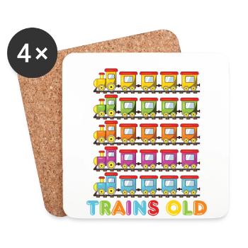 5th birthday, 5 years trains Lok Kids Boy Boy train - Coasters (set of 4) - white - Front