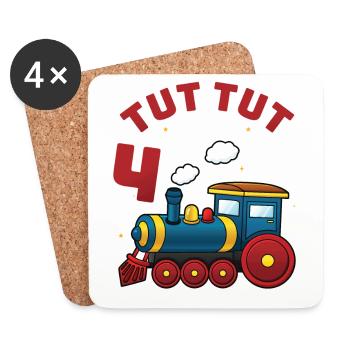 4th birthday, 4 years trains Lok Kids Boy Boy train - Coasters (set of 4) - white - Front