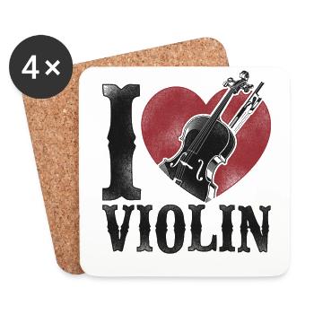 Violin Violinist Heart Vintage I - Untersetzer (4er-Set) - Weiß - Vorne