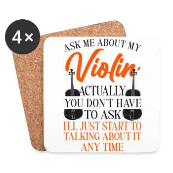 Violin Violinist Vintage Ask Me - Untersetzer (4er-Set) - Weiß - Vorne