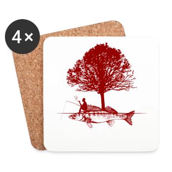 Angler outfit for fishing and fishing, fish - Coasters (set of 4) - white - Front