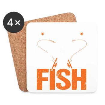 Angler outfit for fishing and fishing, fish - Coasters (set of 4) - white - Front