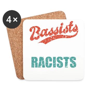 Bassistes contre racistes Bassistes contre droite - Dessous de verre (lot de 4) - blanc - Devant