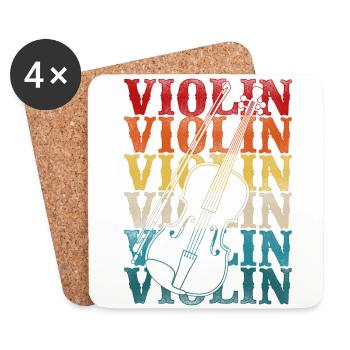 Violin Violinist Retro Vintage - Untersetzer (4er-Set) - Weiß - Vorne
