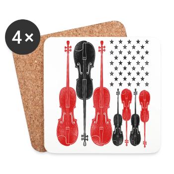 Violin Violinist Usa American Flag - Untersetzer (4er-Set) - Weiß - Vorne