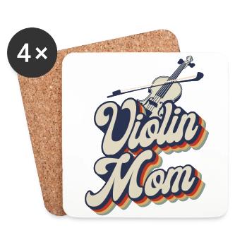 Violin Violinist Mom Retro Vintage - Untersetzer (4er-Set) - Weiß - Vorne