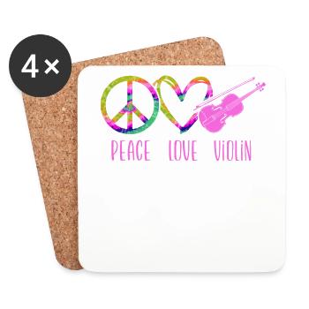 Violin Violinist Girl Tie Dye - Coasters (set of 4) - white - Front