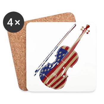 Violin Violinist Usa American Flag - Coasters (set of 4) - white - Front