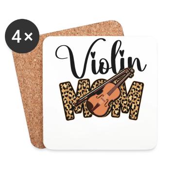 Violin Violinist Mom Cheetah - Untersetzer (4er-Set) - Weiß - Vorne