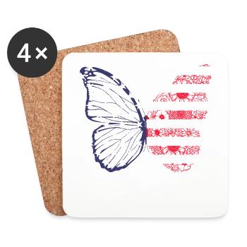 Floral Butterfly July 4 Independence Day - Coasters (set of 4) - white - Front