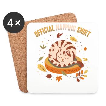 Official Napping Shirt Sleepy Cat Fall Season - Coasters (set of 4) - white - Front