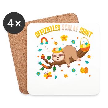 Offizielles Schlaf Shirt Cute Easter Sloth - Untersetzer (4er-Set) - Weiß - Vorne