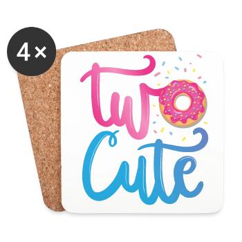Two cute | Donut Birthday Shirt | Doughnut - Coasters (set of 4) - white - Front