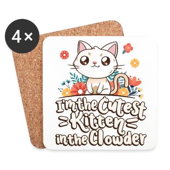 Je suis le chaton le plus mignon du Clowder - Dessous de verre (lot de 4) - blanc - Devant
