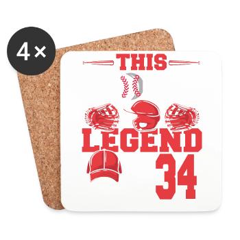 Cette légende du sport a maintenant 34 ans, jeu de baseball - Dessous de verre (lot de 4) - blanc - Devant