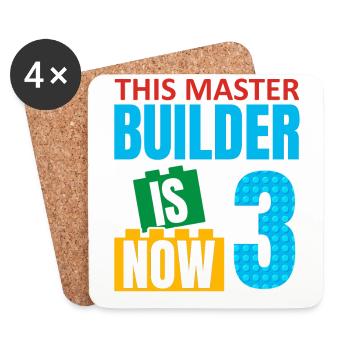 This builder is now 3, toy blocks 3. - Coasters (set of 4) - white - Front