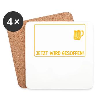 Genug Getrunken Jetzt Wird Gesoffen! Bier - Untersetzer (4er-Set) - Weiß - Vorne