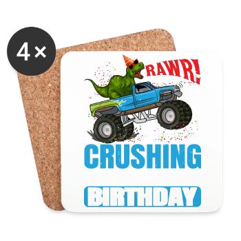 Rawr! Crushing Into My Birthday | Birthday Shirt | - Untersetzer (4er-Set) - Weiß - Vorne