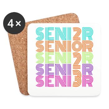Retro Vintage Neon Senior 2023 | Senior High Gift - Coasters (set of 4) - white - Front