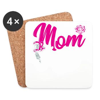 Cette maman est tatoueuse rose - Dessous de verre (lot de 4) - blanc - Devant
