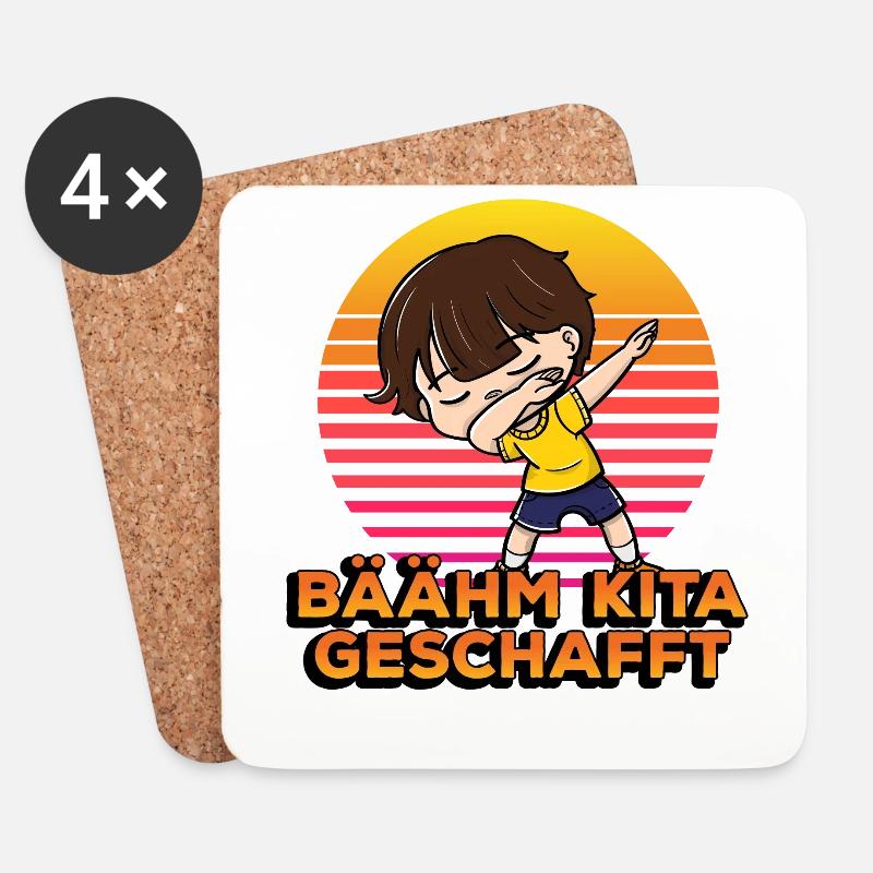 Bäähm Kita Geschafft Funny Dabbing Elementary - Untersetzer (4er-Set) - Weiß