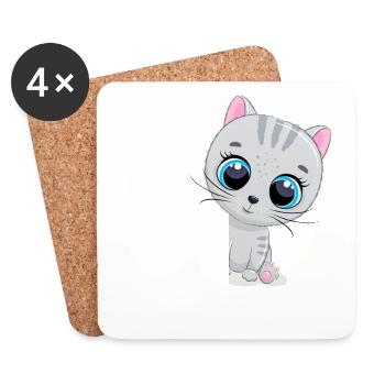 lustiges Katze Tierliebhaber Haustier Tier Outfit - Untersetzer (4er-Set) - Weiß - Vorne