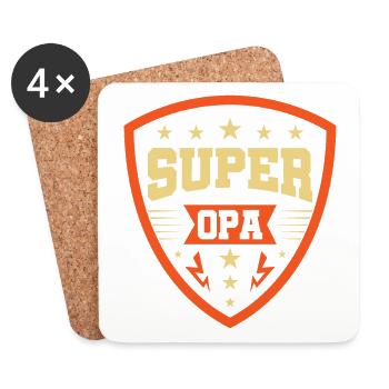 Grandpa, best grandfather Super Opi, niece grandson - Coasters (set of 4) - white - Front