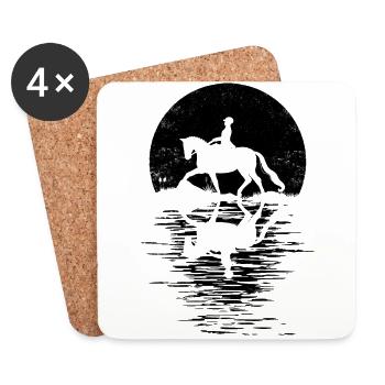 Tenue de cavalier pour les filles qui aiment les chevaux - Dessous de verre (lot de 4) - blanc - Devant