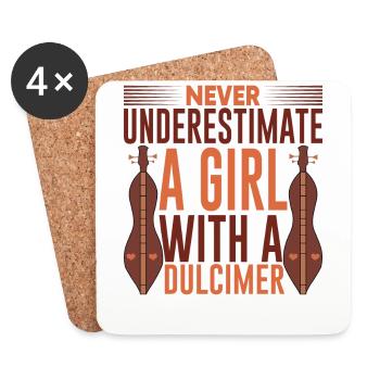 Instrument Dulcimer Girl - Dessous de verre (lot de 4) - blanc - Devant