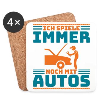 Mécanicien automobile Tuning de voiture, Voiture de course, Technicien - Dessous de verre (lot de 4) - blanc - Devant