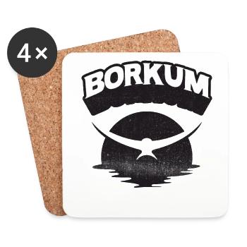 Borkum Möwe Insel Shirt - Untersetzer (4er-Set) - Weiß - Vorne