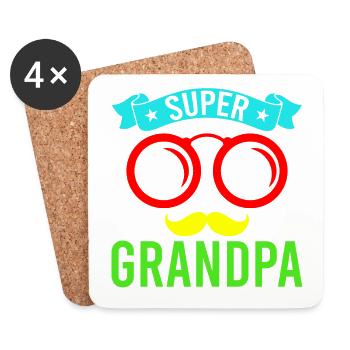 Grandpa, best grandfather Super Opi, niece grandson - Coasters (set of 4) - white - Front