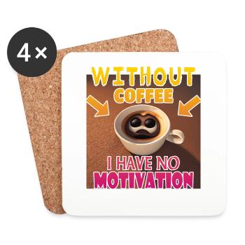 No motivation without coffee - Coasters (set of 4) - white - Front