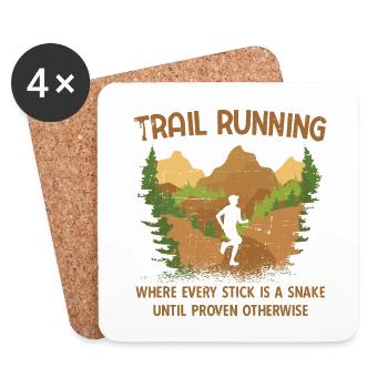 Berg-Laufen Für Läufer Trailrunning - Untersetzer (4er-Set) - Weiß - Vorne