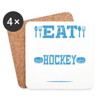 Eat Sleep Hockey Repeat funny retro vintage - Coasters (set of 4) - white - Front