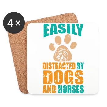 Leicht abgelenkt von Hunden und Pferden - Untersetzer (4er-Set) - Weiß - Vorne