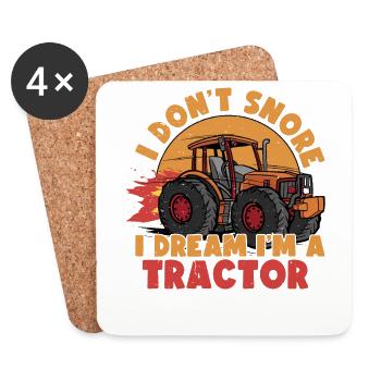 Ich schnarche nicht, ich träume, ich bin ein Traktor - Untersetzer (4er-Set) - Weiß - Vorne