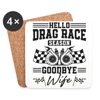 Drag Racing Race Car Husband - Coasters (set of 4) - white - Front