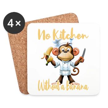Cuisine Monkey Banana Vibes - Dessous de verre (lot de 4) - blanc - Devant