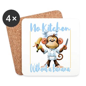 Kitchen Monkey Banana Vibes - Coasters (set of 4) - white - Front