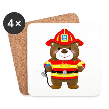 Fireman Bear - Coasters (set of 4) - white - Front