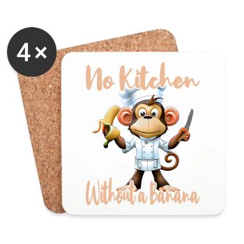 Kitchen Monkey Banana Vibes - Coasters (set of 4) - white - Front