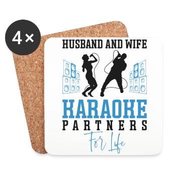 Karaoke Singer Husband Wife - Untersetzer (4er-Set) - Weiß - Vorne