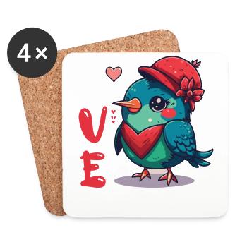 Petite amie, petit ami, homme, partenaire de la Saint-Valentin - Dessous de verre (lot de 4) - blanc - Devant