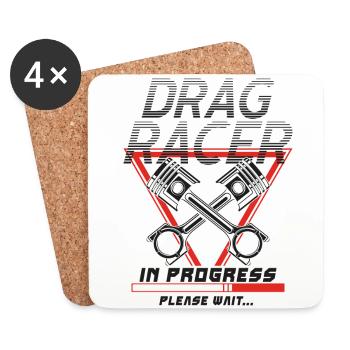 Drag Racing Race Car Retro Vintage - Dessous de verre (lot de 4) - blanc - Devant