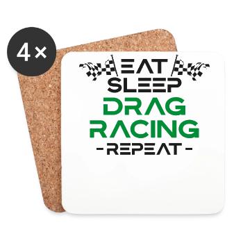 Dragster course voiture manger dormir - Dessous de verre (lot de 4) - blanc - Devant