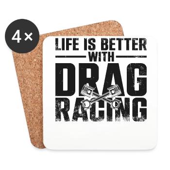 Drag Racing Race Car Girl Vintage - Untersetzer (4er-Set) - Weiß - Vorne